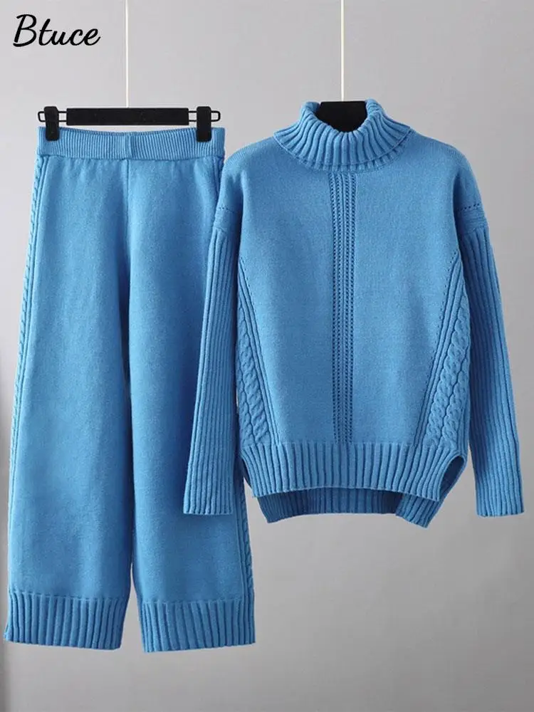 2 Pieces Split Up Women Set Loose Twist Sets Female Turtleneck Pullovers+Wide Leg Pants Set 2022 Autumn Lady Streetwear Outfit
2 Pieces Split Up Women Set Loose Twist Sets Female Turtleneck Pullovers+Wide Leg Pants Set 2022 Autumn Lady Streetwear Outfit