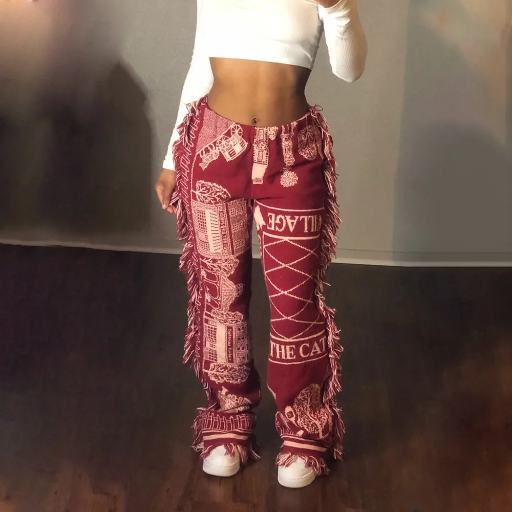 Tassel Women Pants Y2K Print Korean Fashion Pencil Pants Elastic Waist Autumn Winter Ankle Length Streetwear Trousers Female New
Tassel Women Pants Y2K Print Korean Fashion Pencil Pants Elastic Waist Autumn Winter Ankle Length Streetwear Trousers Female New