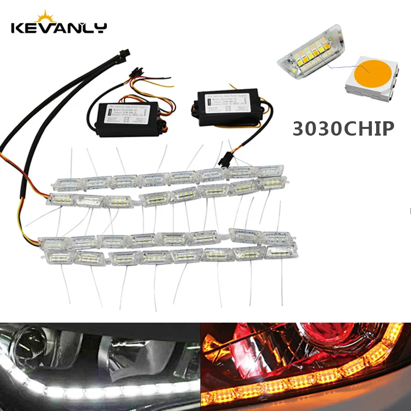 2pcs DRL 15 LED Flexible Flowing Waterproof Strips Light DRL Daytime Running Light Turn Signal angel eye White Amber Headlight
2pcs DRL 15 LED Flexible Flowing Waterproof Strips Light DRL Daytime Running Light Turn Signal angel eye White Amber Headlight