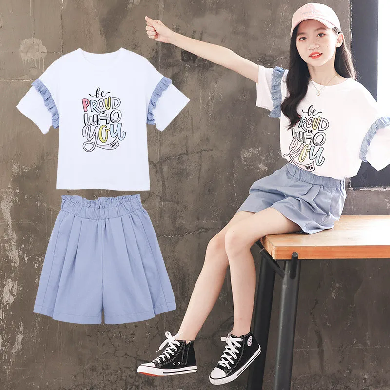 Girls children's clothing sets summer Children chiffon lace t-shirt+shorts 2pcs/set baby girl clothes fashion Kids Sports Suits
Girls children's clothing sets summer Children chiffon lace t-shirt+shorts 2pcs/set baby girl clothes fashion Kids Sports Suits