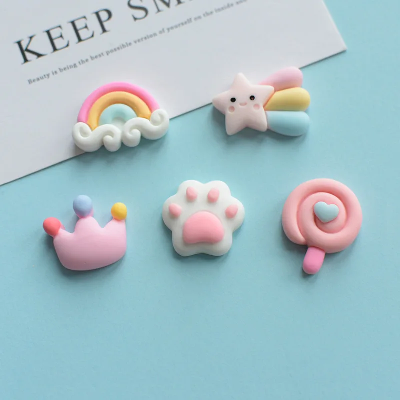 10 Pcs Cute Resin Rainbow Lollipop Crown Stars Bear Claws Colorful Kawaii Girls Decorative Accessories Lovely Ornaments
10 Pcs Cute Resin Rainbow Lollipop Crown Stars Bear Claws Colorful Kawaii Girls Decorative Accessories Lovely Ornaments