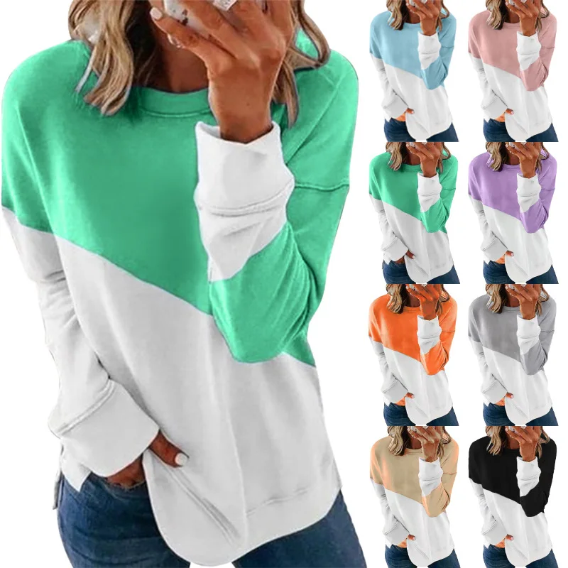 Women's 2022 New Colorblocking Long Sleeve Round Collar Contrast Color Loose Sweater T-Shirt Top Women
Women's 2022 New Colorblocking Long Sleeve Round Collar Contrast Color Loose Sweater T-Shirt Top Women