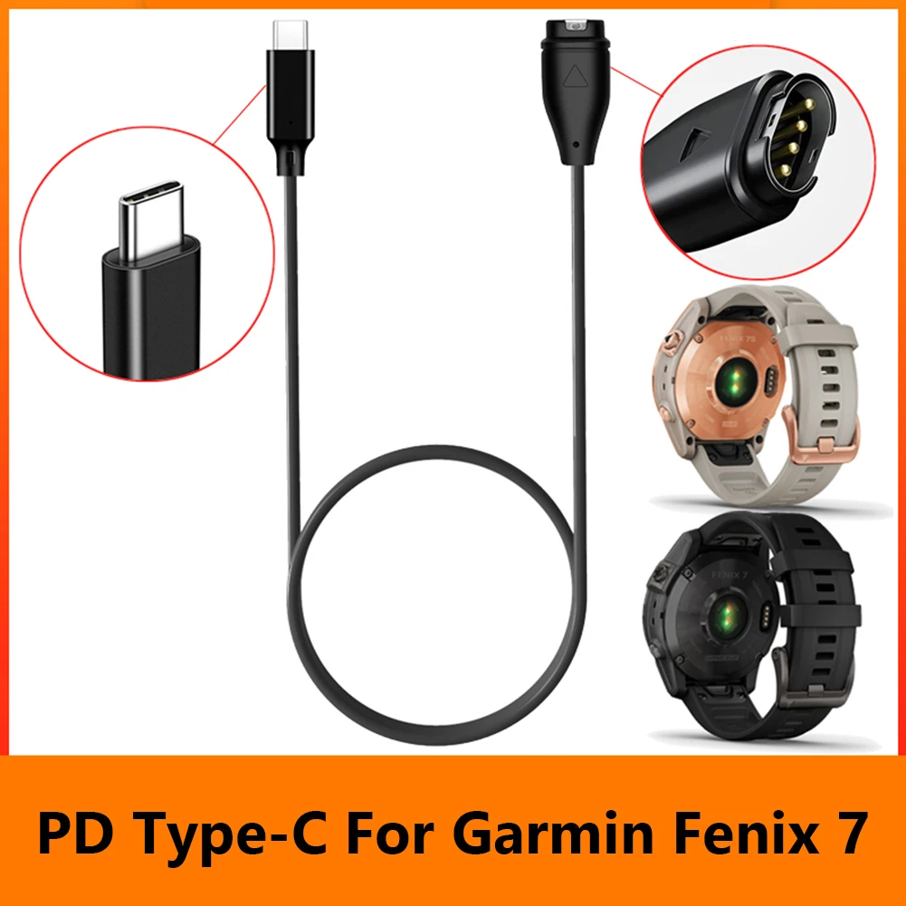 

Портативная док-станция PD Type-C для быстрой зарядки, зарядное устройство с USB-кабелем, шнур для Garmin Fenix 7 7S 7X 6 5 5X CAME 2 Sport Smart Watch