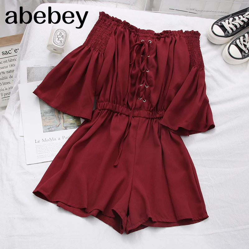 2021 New Summer Fashionable All-match off shoulder Slash neck Jumpsuits flared sleeve lace up waist slim fit wide leg Jumpsuits
2021 New Summer Fashionable All-match off shoulder Slash neck Jumpsuits flared sleeve lace up waist slim fit wide leg Jumpsuits