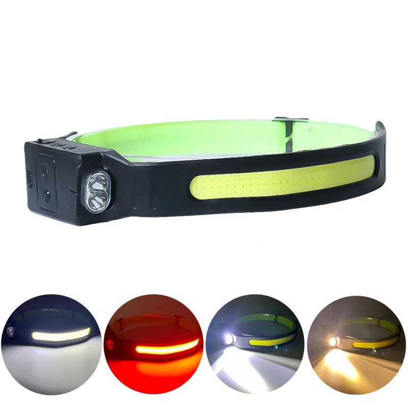 Six-mode sensor led headlamp, lithium battery 1200mah, COB + yellow and white XPE internal power, with USB cable led headlight
Six-mode sensor led headlamp, lithium battery 1200mah, COB + yellow and white XPE internal power, with USB cable led headlight