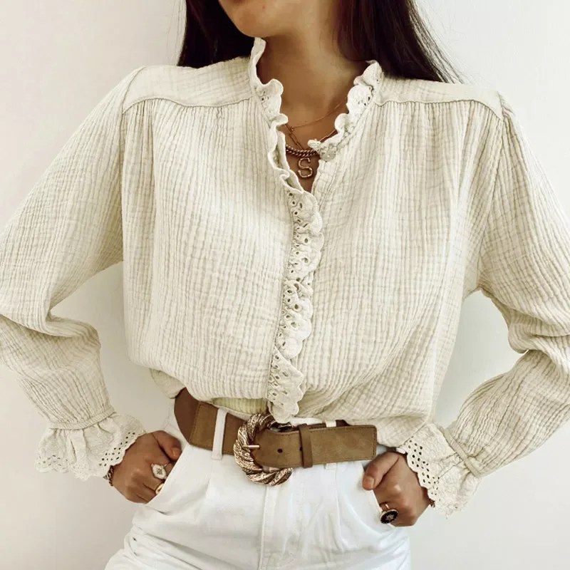 O Neck Buttons Embroidery Blouses Women Fashion Solid Loose Shirts Women Elegant Long Sleeve Regular Tops Female Ladies
O Neck Buttons Embroidery Blouses Women Fashion Solid Loose Shirts Women Elegant Long Sleeve Regular Tops Female Ladies