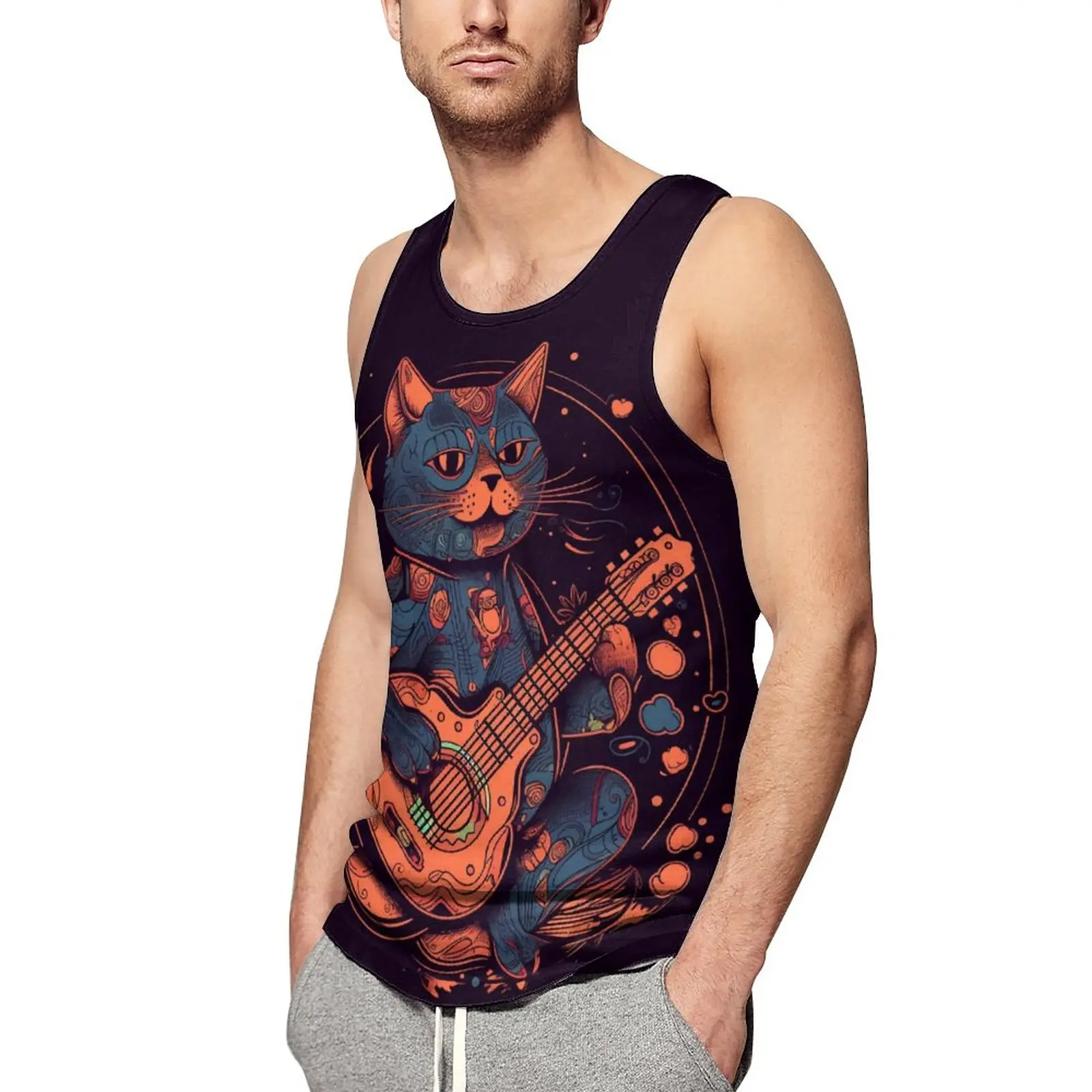 Cat Tank Top Men Playing The Guitar Rocking Sportswear Tops Summer Training Custom Sleeveless Vests 3XL 4XL 5XL
Cat Tank Top Men Playing The Guitar Rocking Sportswear Tops Summer Training Custom Sleeveless Vests 3XL 4XL 5XL