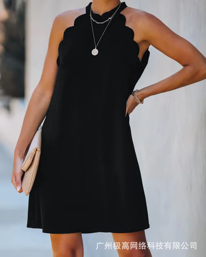 Scallop Trim Sleeveless Casual Dress Women A Line Black Summer Spring Mini Dress Sexy Fashion
Scallop Trim Sleeveless Casual Dress Women A Line Black Summer Spring Mini Dress Sexy Fashion