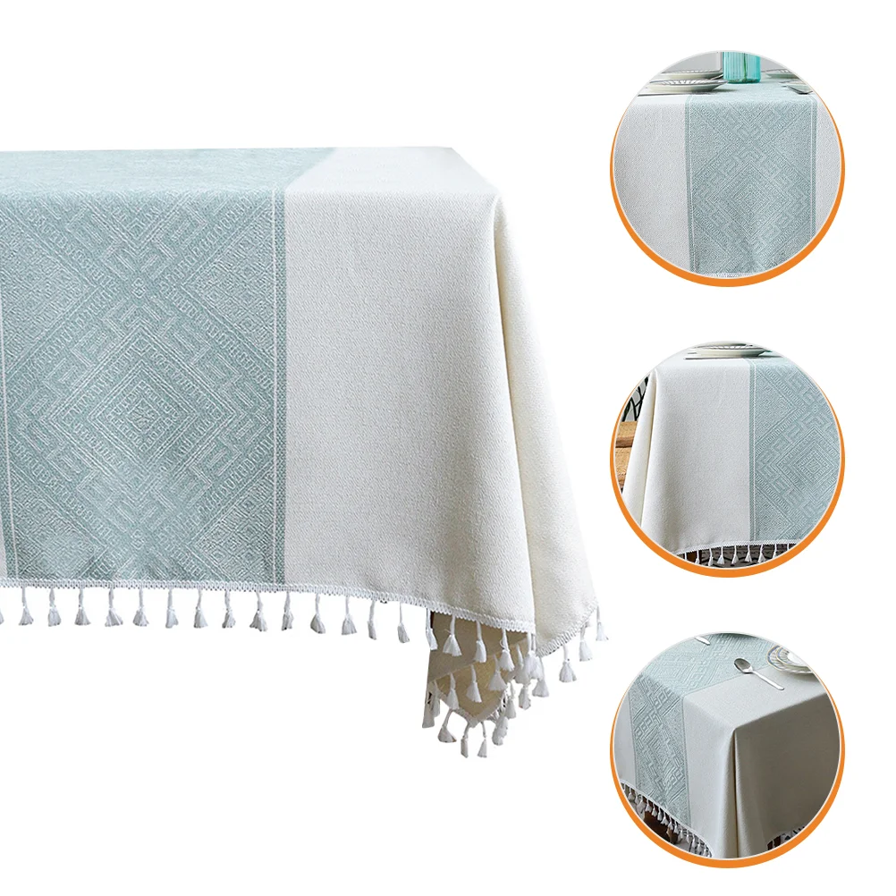 

Table Tablecloth Cover Tablecloths Cloth Party Christmas Tassel Desk Proof Squar Blanket Picnic Green Banquet Polyester Runner
