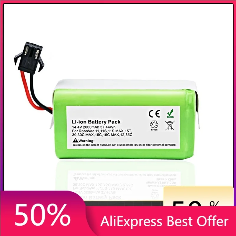 14.4V 2600mAh Li-ion Battery for Conga Excellence 990 1090 Ecovacs Deebot N79S N79 DN622 Eufy Robovac 11 11S 12 35C X500
14.4V 2600mAh Li-ion Battery for Conga Excellence 990 1090 Ecovacs Deebot N79S N79 DN622 Eufy Robovac 11 11S 12 35C X500