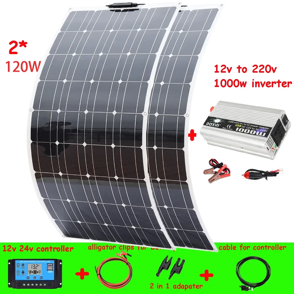 Off Grid Solar Power System Kit RV Starter Beginner for Shed/Home 2Pcs 120W Solar Panel + 20A Controller + 1000W Inverter Cable
Off Grid Solar Power System Kit RV Starter Beginner for Shed/Home 2Pcs 120W Solar Panel + 20A Controller + 1000W Inverter Cable