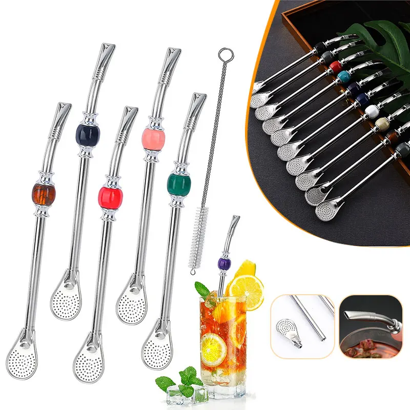 8.5inch Stainless Steel Yerba Mate Straw Tea Bombilla Gourd Drinking Spoon Straw With Removable Head Filter Cleaning Brush
8.5inch Stainless Steel Yerba Mate Straw Tea Bombilla Gourd Drinking Spoon Straw With Removable Head Filter Cleaning Brush