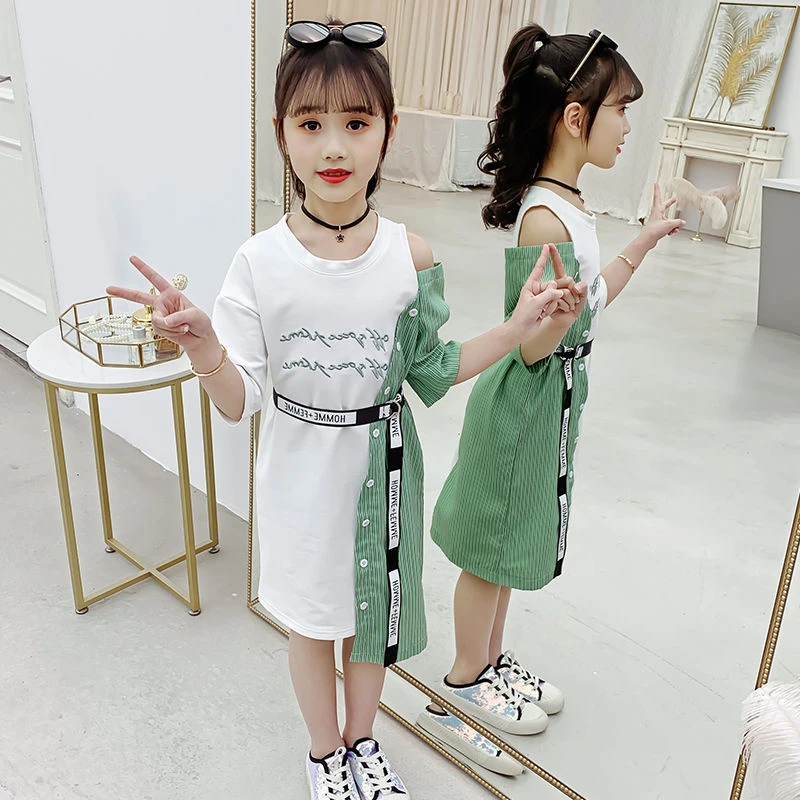 Girls Dress Summer 2022 New Casual Fashion Novel Style Shoulder Splicing Dress Tide Asymmetrical Dress Girls 10 To 12 Years Old
Girls Dress Summer 2022 New Casual Fashion Novel Style Shoulder Splicing Dress Tide Asymmetrical Dress Girls 10 To 12 Years Old