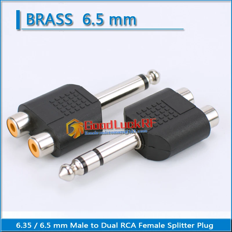 6.35 / 6.5 mm Male to Dual RCA Female audio and video adapter connection lotus three split RCA RF connector AV
6.35 / 6.5 mm Male to Dual RCA Female audio and video adapter connection lotus three split RCA RF connector AV