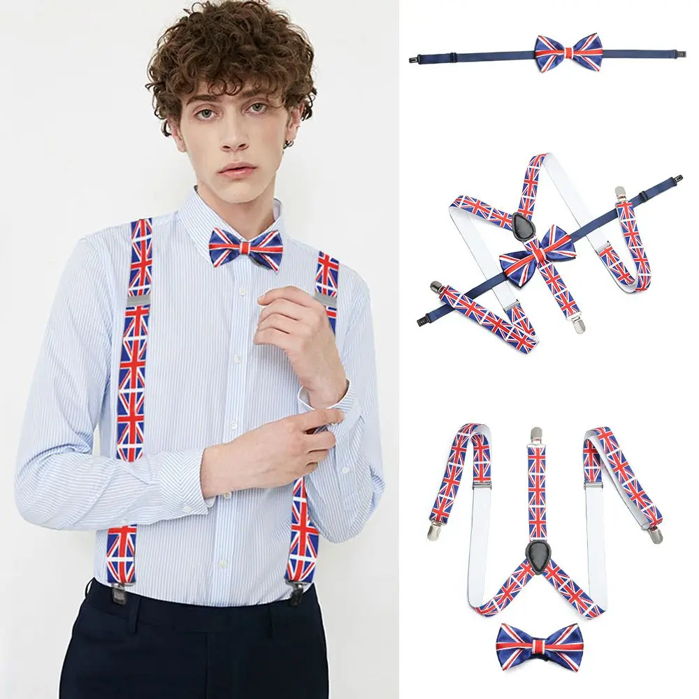 

Three -Clip Hook Strap Clip Y Back Suspenders Pants Braces Platinum Jubilee 70th Anniversary Elizabeth II Union Jack