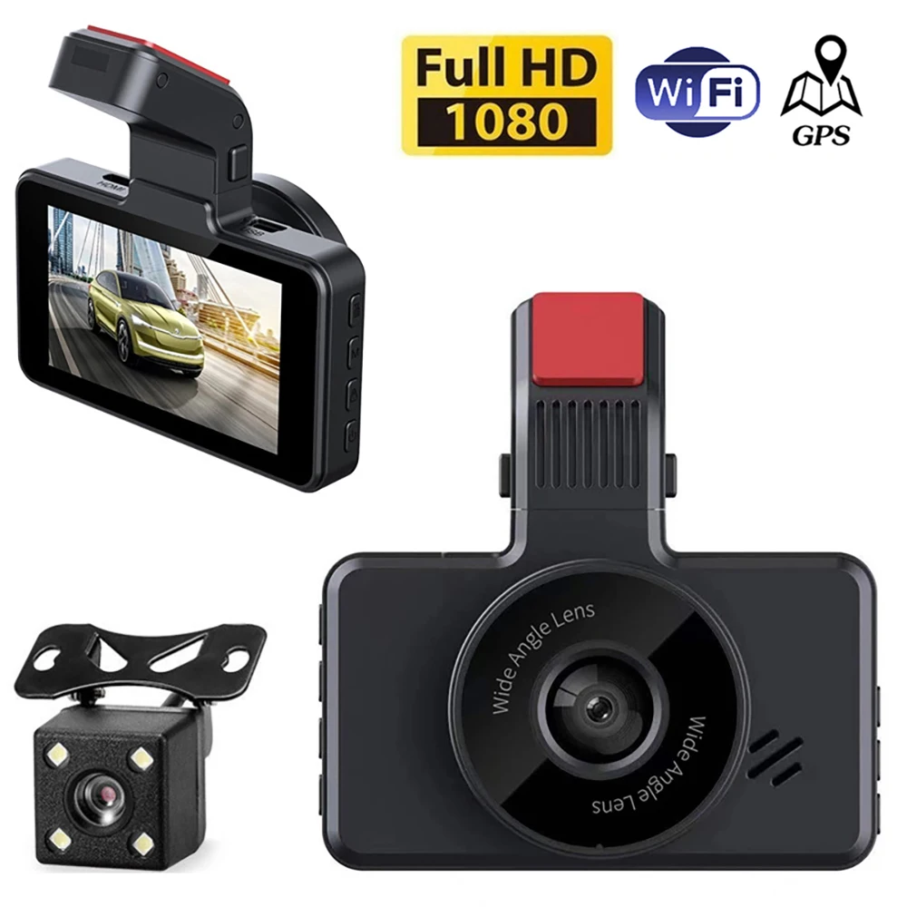 

Car DVR WiFi 3.0" Full HD 1080P Dash Cam Rear View Vehicle Camera Video Recorder Black Box Auto DVRs Dashcam GPS Car Accessorie