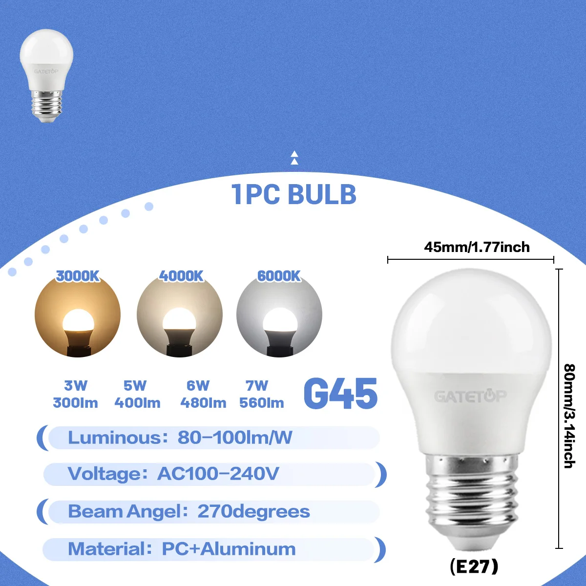 Светодиодная лампа E27 7W/5W/4W/3W теплый/холодный белый свет
Светодиодная лампа E27 7W/5W/4W/3W теплый/холодный белый свет