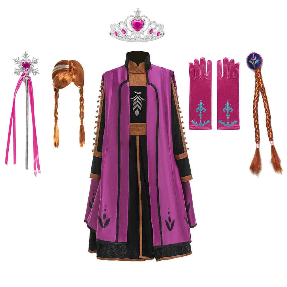 Princess Dress For Girls Cosplay Frozen Anna Purple Costume Halloween Clothes Birthday Party Kids Dresses With Crown Wig Set
Princess Dress For Girls Cosplay Frozen Anna Purple Costume Halloween Clothes Birthday Party Kids Dresses With Crown Wig Set