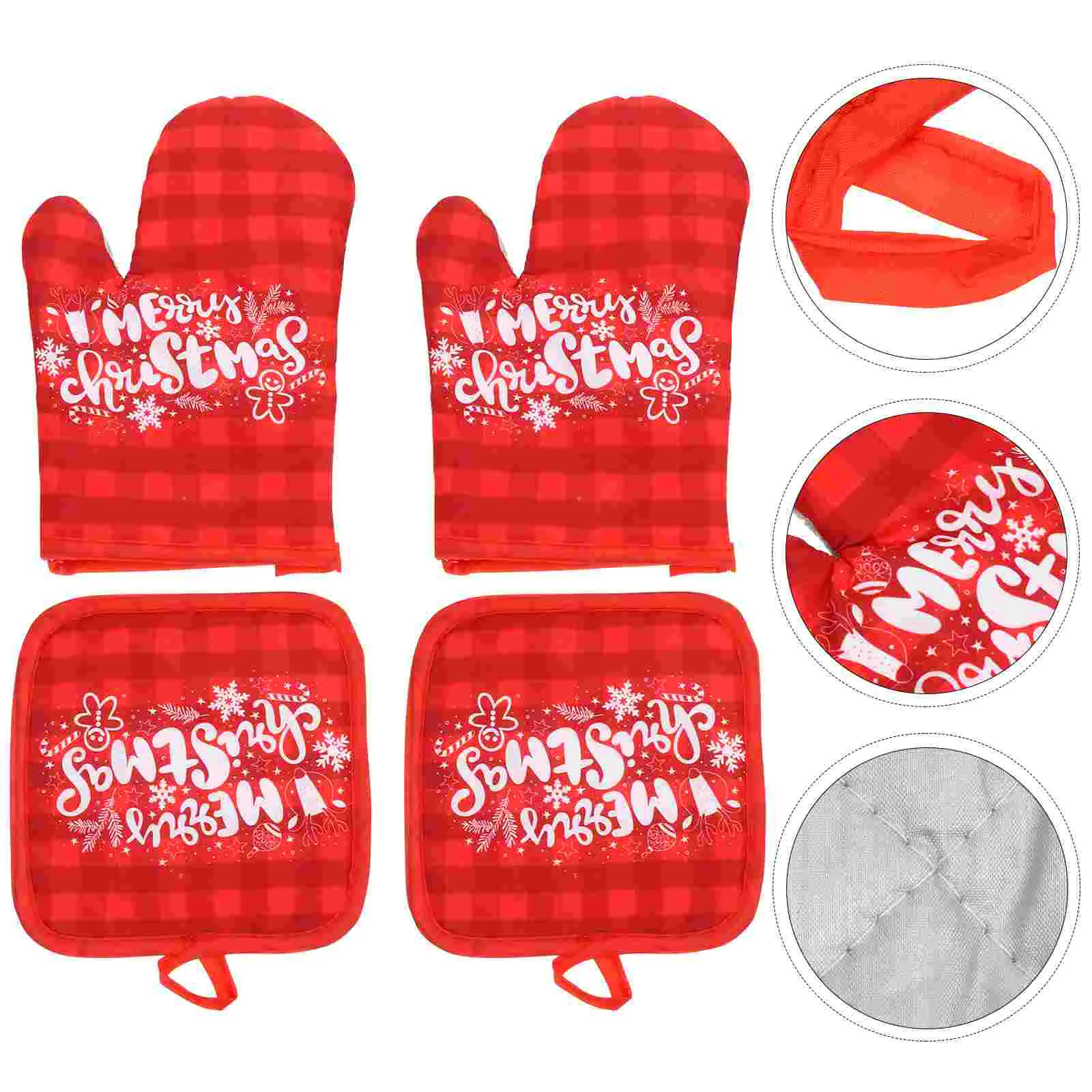 Christmas Heat Resistant Oven: Xmas Red Plaid Oven Mitts with Insulation Pads Water Thick Mitts 2set for Kitchen Cooking Use
Christmas Heat Resistant Oven: Xmas Red Plaid Oven Mitts with Insulation Pads Water Thick Mitts 2set for Kitchen Cooking Use