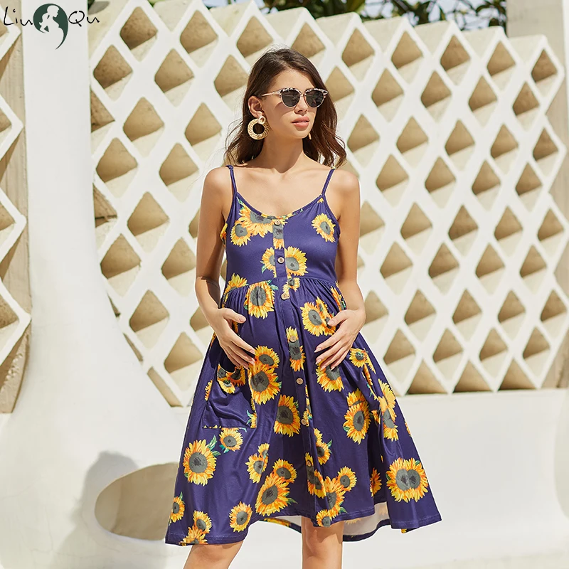 Women Floral Maternity Dresses Summer Sling Spaghetti Straps Sleeveless Button Down Pregnanct Dress Pockets Pregnancy Clothes
Women Floral Maternity Dresses Summer Sling Spaghetti Straps Sleeveless Button Down Pregnanct Dress Pockets Pregnancy Clothes