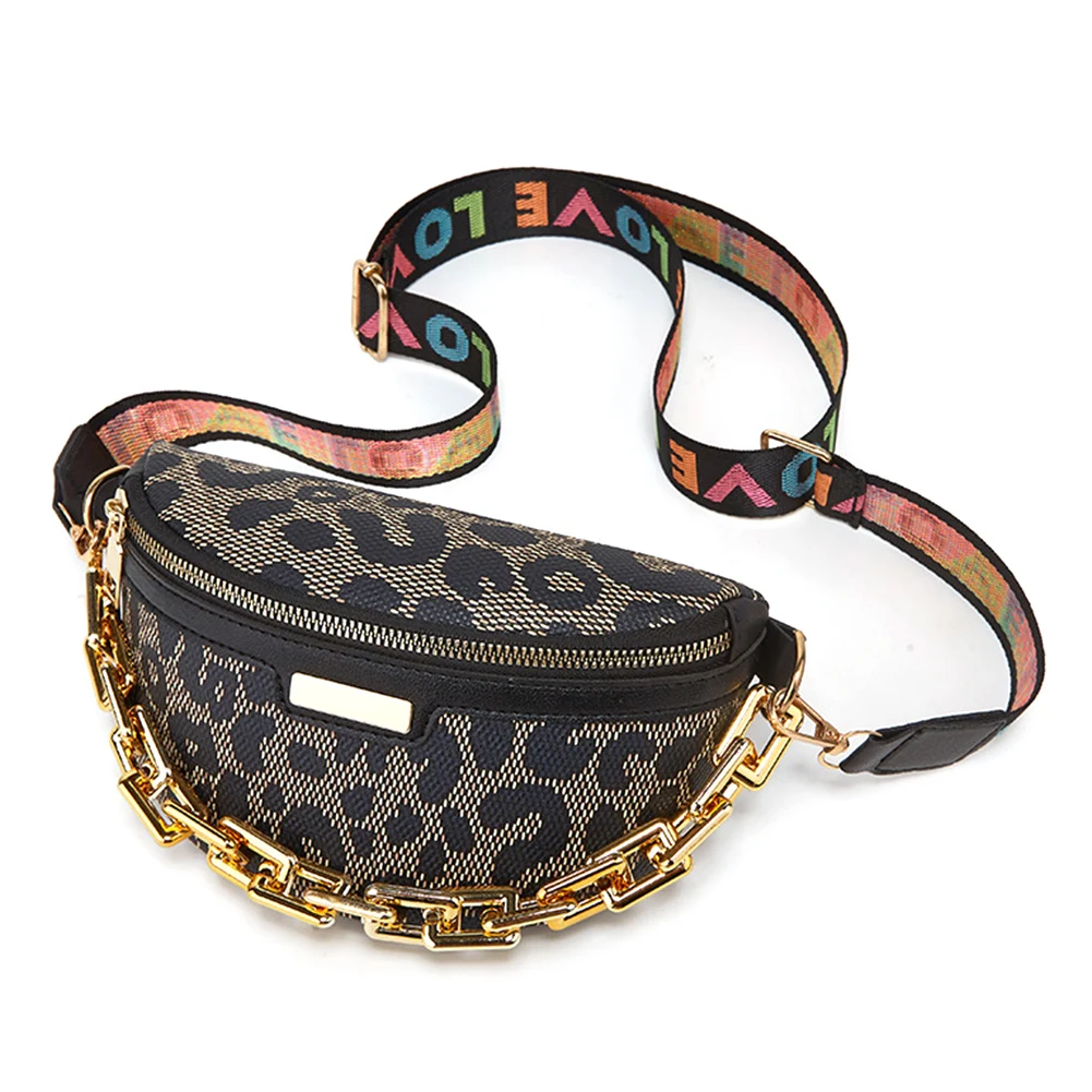 

Модные леопардовые сумки-бананы для женщин, нагрудная сумка, женские сумки на ремне через плечо с цепочкой на талии, поясные сумки, женские кошельки для телефона
