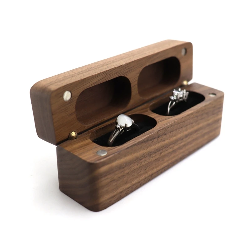 Wedding Ring Holder Box Walnut Wood Modern Ring Holder for 2 Ring Ceremony Rustic Ring Box for Double Ring Storage Case
Wedding Ring Holder Box Walnut Wood Modern Ring Holder for 2 Ring Ceremony Rustic Ring Box for Double Ring Storage Case