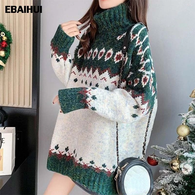 EBAIHUI Sweater Women Green Turtleneck Christmas Style Loose Pullover for Female Korean Version Winter Lazy Women's Sweaters
EBAIHUI Sweater Women Green Turtleneck Christmas Style Loose Pullover for Female Korean Version Winter Lazy Women's Sweaters
