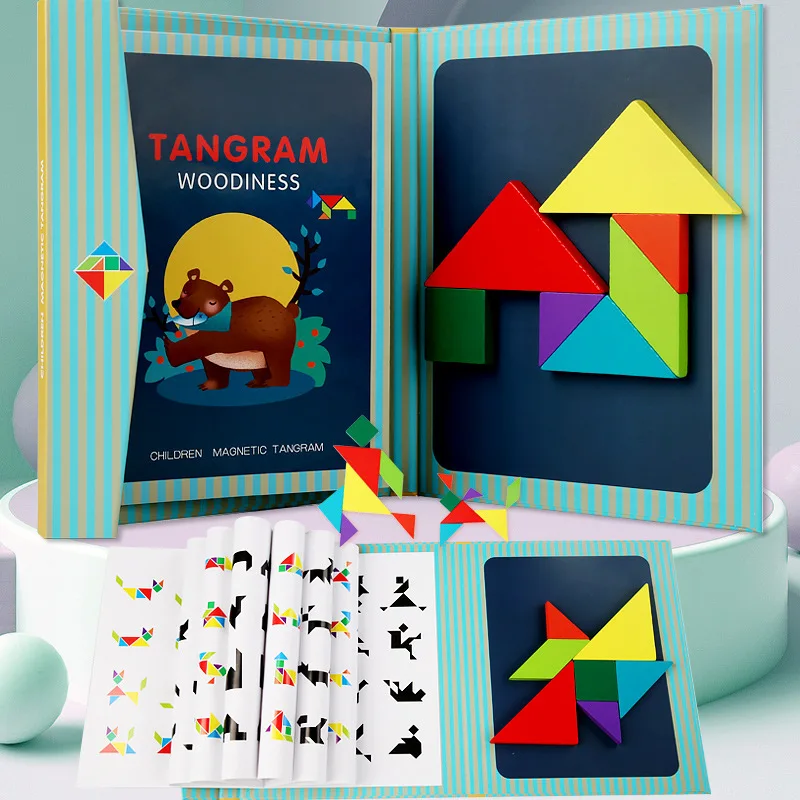 3d Wooden Magnetic Wooden Puzzle Jigsaw Tangram Book Toy Thinking Training Game Baby Montessori Educational Toys for Children
3d Wooden Magnetic Wooden Puzzle Jigsaw Tangram Book Toy Thinking Training Game Baby Montessori Educational Toys for Children