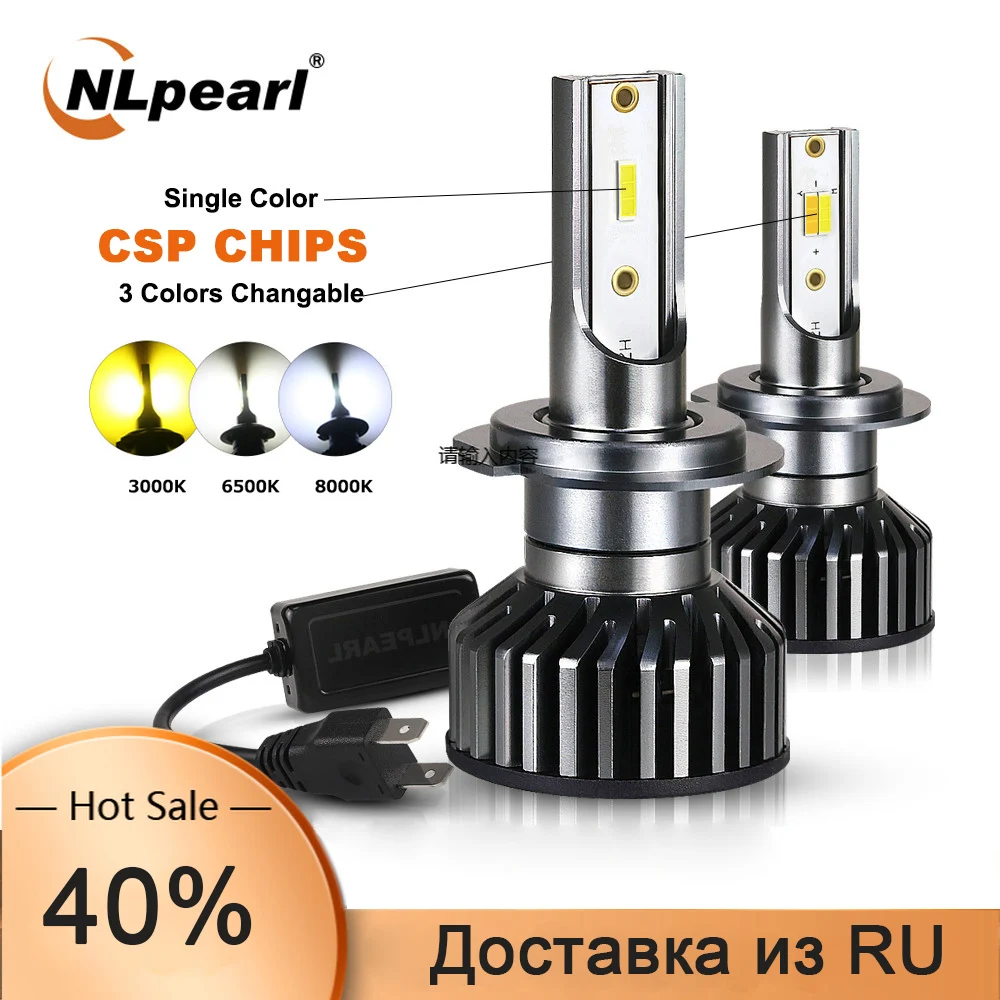 

NLpearl 2x H7 Led Headlight Bulbs H7 Led Canbus H4 H11 H3 H1 9005/HB3 9006/HB4 9012 H8 12V 50W 12000LM CSP Chips Auto Headlamps