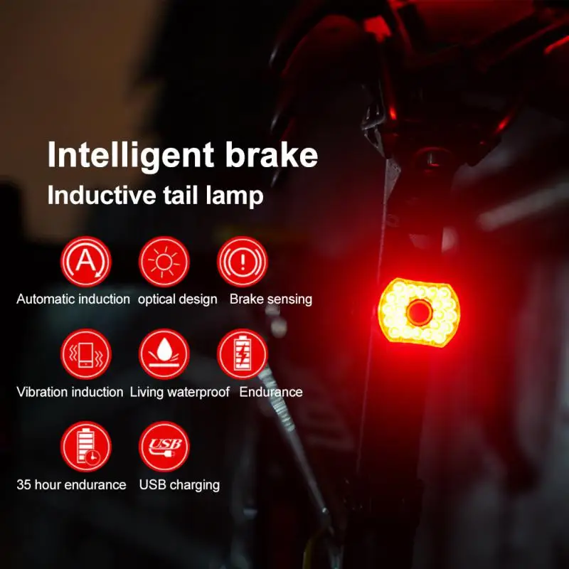 Bicycle Rear Light Smart Auto Brake Sensing Tail Light USB Rechargeable Lamp Cycling Taillight Bicycle Lantern Bike Accessories
Bicycle Rear Light Smart Auto Brake Sensing Tail Light USB Rechargeable Lamp Cycling Taillight Bicycle Lantern Bike Accessories