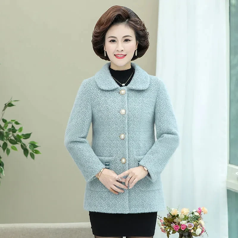 Autumn Winter Women Imitation Mink Fleece Coat New Thick Warm Single-Breasted Short Jacket Female Wool Blend Coat Mother Clothes
Autumn Winter Women Imitation Mink Fleece Coat New Thick Warm Single-Breasted Short Jacket Female Wool Blend Coat Mother Clothes