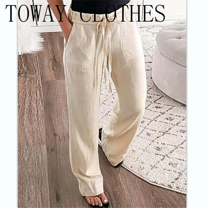 Women Fashion Solid Cotton Linen Pants Summer Vintage Drawstring Tie-up Elastic Waist Trousers Ladies Casual Pockets Long Pants
Women Fashion Solid Cotton Linen Pants Summer Vintage Drawstring Tie-up Elastic Waist Trousers Ladies Casual Pockets Long Pants