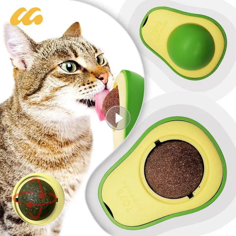 

1Pcs Avocado Catnip Ball Rotatable Pet Toy Mint Ball Wall Stickup Cat Snacks For Kitten Cat Cartoon Pet Teeth Cleaning Supplies