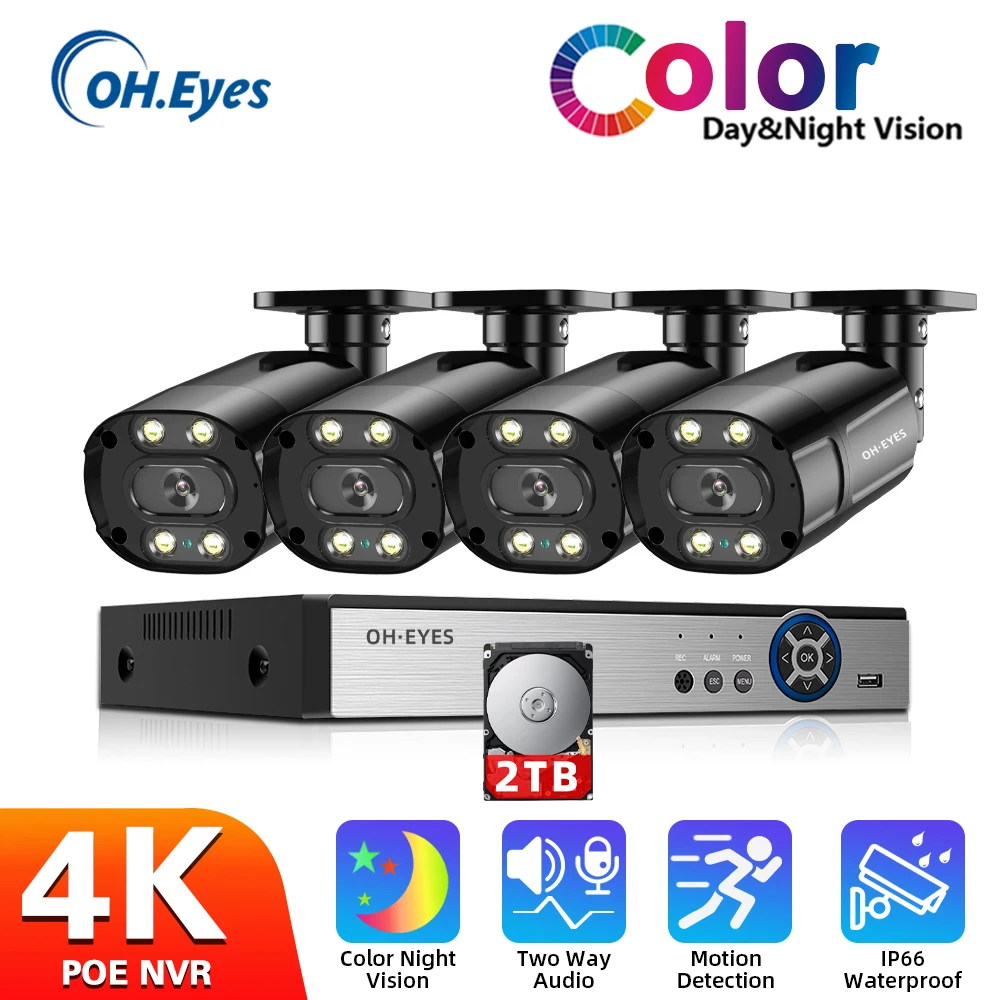 8MP 4K HD Security System Kit H.265 POE Full Color Night Vision 4CH Outdoor Waterproof Bullet Camera Video Surveillance NVR Set
8MP 4K HD Security System Kit H.265 POE Full Color Night Vision 4CH Outdoor Waterproof Bullet Camera Video Surveillance NVR Set