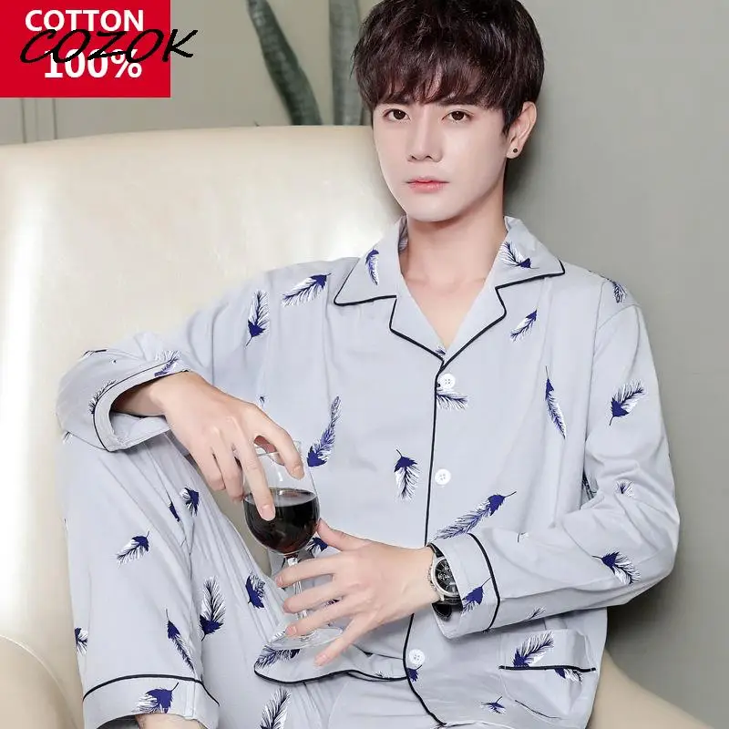 COZOK Men's Pajamas Summer Cool Long Sleeved Outfits Home Clothes Cotton Sleepwear Leisure Pyjamas for Man Plaid Male Nightwear
COZOK Men's Pajamas Summer Cool Long Sleeved Outfits Home Clothes Cotton Sleepwear Leisure Pyjamas for Man Plaid Male Nightwear