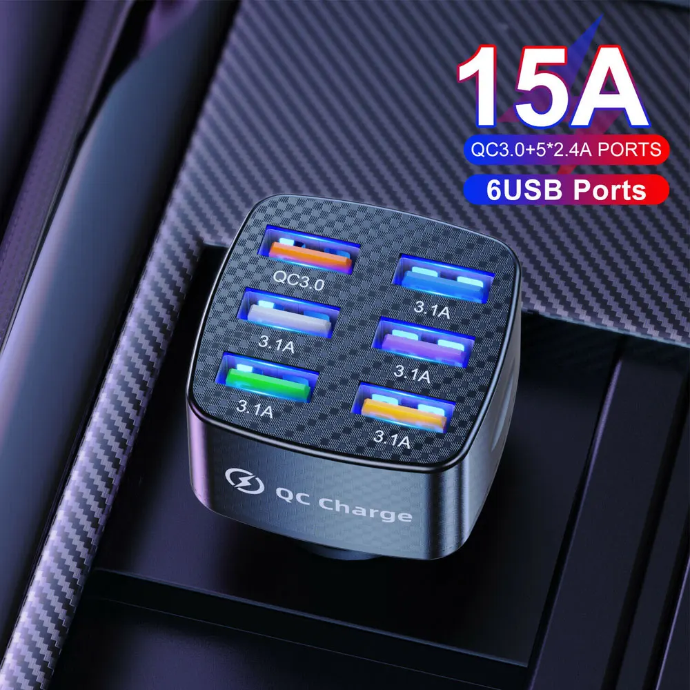 Портативное автомобильное зарядное устройство с 6 USB-портами, 15 А, QC3.0, быстрая зарядка для Mercedes-Benz, BMW, Cadillac, Chevrolet, Ford, Honda, Toyota, Volkswagen
Портативное автомобильное зарядное устройство с 6 USB-портами, 15 А, QC3.0, быстрая зарядка для Mercedes-Benz, BMW, Cadillac, Chevrolet, Ford, Honda, Toyota, Volkswagen