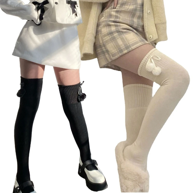 Women Winter Warm Faux Wool Knit Thigh High Stockings Cute Plush Hair Ball Bowknot Lolita Over Knee Socks Leg Warmers New 2022
Women Winter Warm Faux Wool Knit Thigh High Stockings Cute Plush Hair Ball Bowknot Lolita Over Knee Socks Leg Warmers New 2022