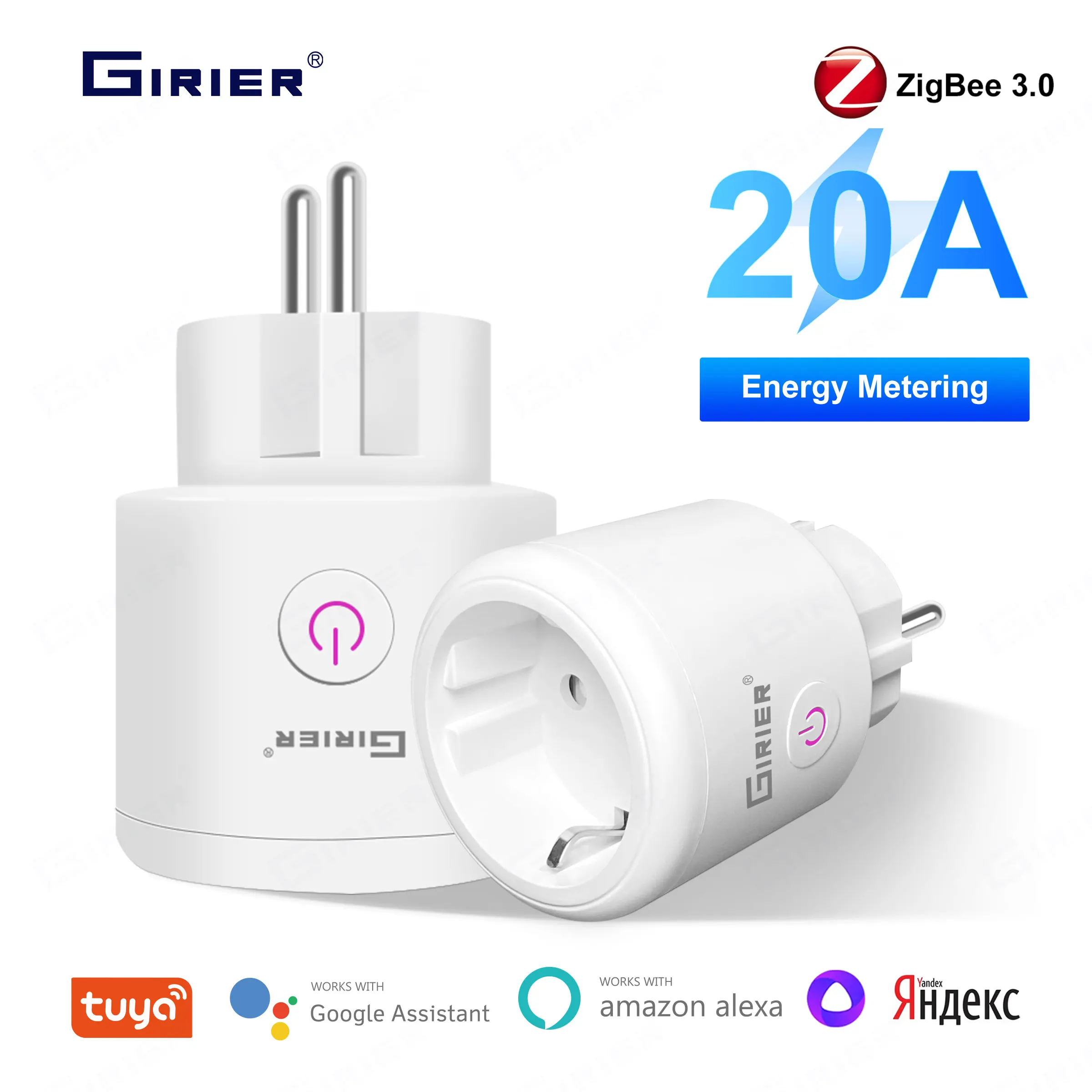GIRIER Tuya Zigbee Smart Plug 20A Smart Home Socket Outlet EU Power Monitoring Timer Function 4200W Works Alexa Hey Google Alice
GIRIER Tuya Zigbee Smart Plug 20A Smart Home Socket Outlet EU Power Monitoring Timer Function 4200W Works Alexa Hey Google Alice