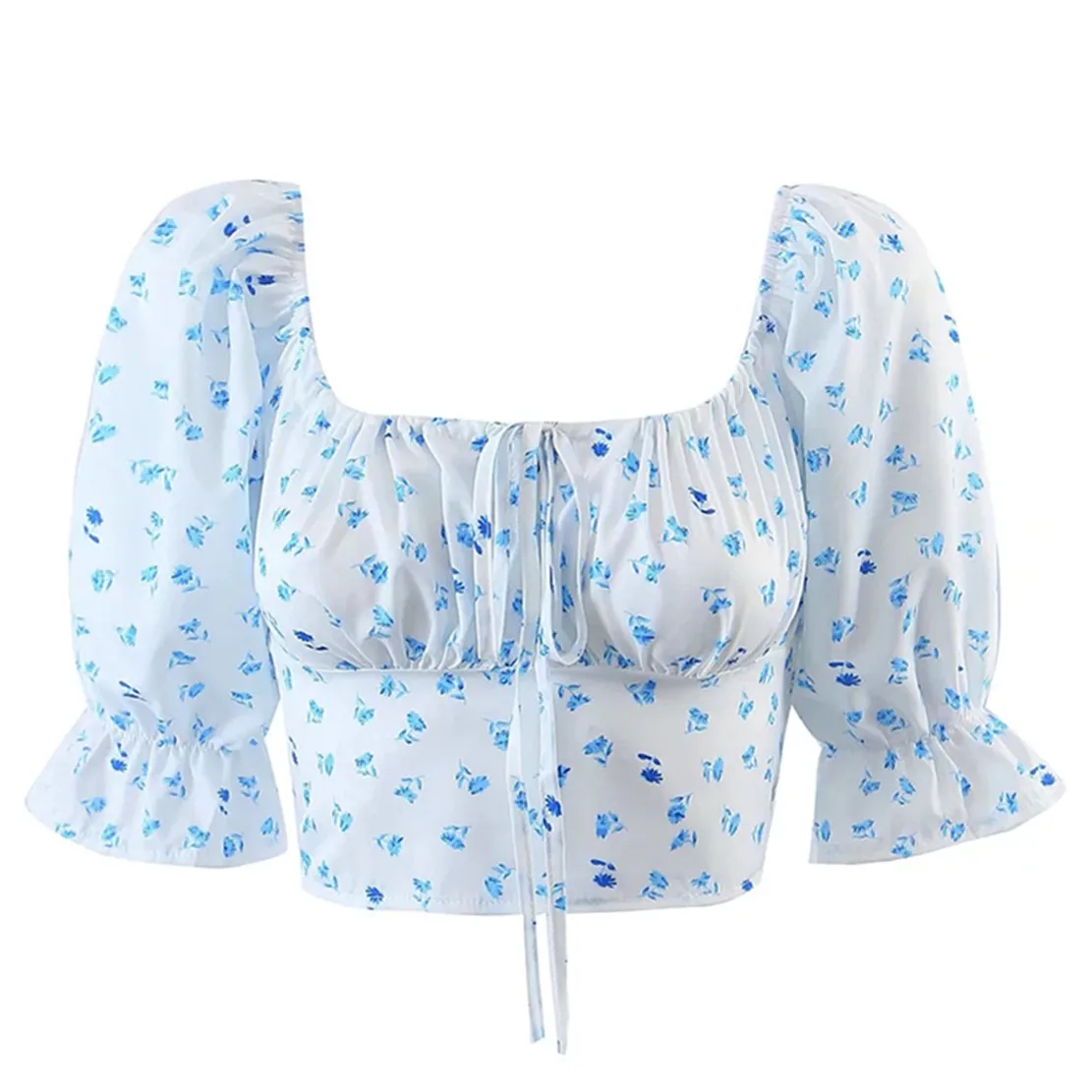 Jenny&Dave 2022 French Style Vintage Blue Floral Print Elastic Square Collar Sexy Short Shirts Tops Fashion Casual Blouse Women
Jenny&Dave 2022 French Style Vintage Blue Floral Print Elastic Square Collar Sexy Short Shirts Tops Fashion Casual Blouse Women
