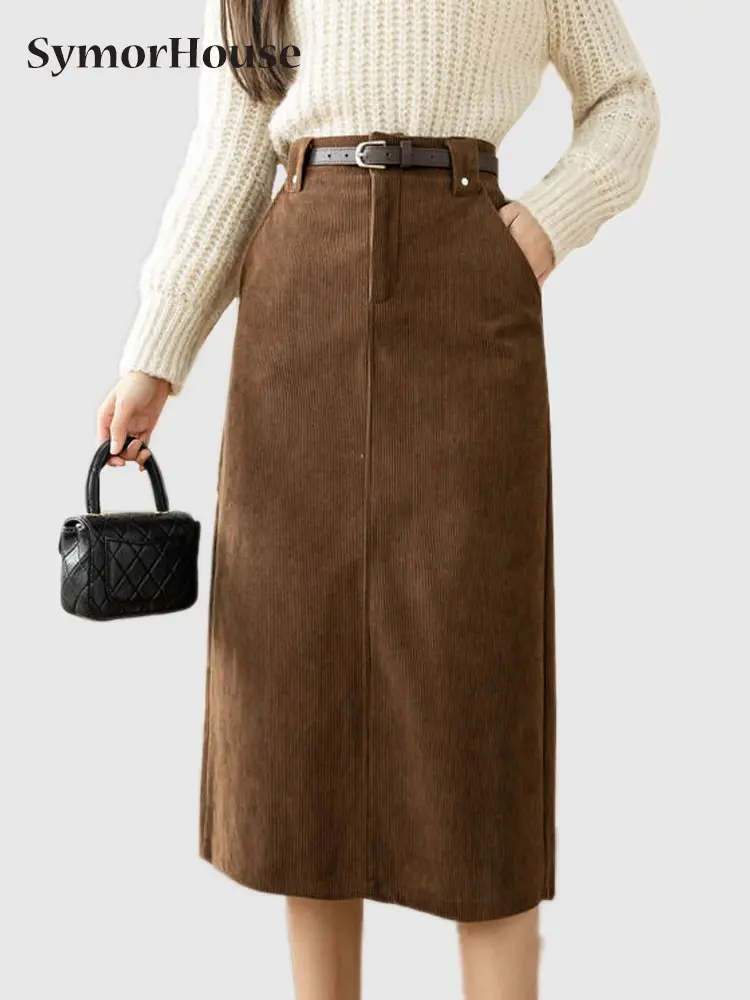 Autumn Winter Fashion Corduroy Skirts For Women High Waist Casual Hip-Wrap Back Split Slim A-Line Midi Skirt Jupes Female
Autumn Winter Fashion Corduroy Skirts For Women High Waist Casual Hip-Wrap Back Split Slim A-Line Midi Skirt Jupes Female