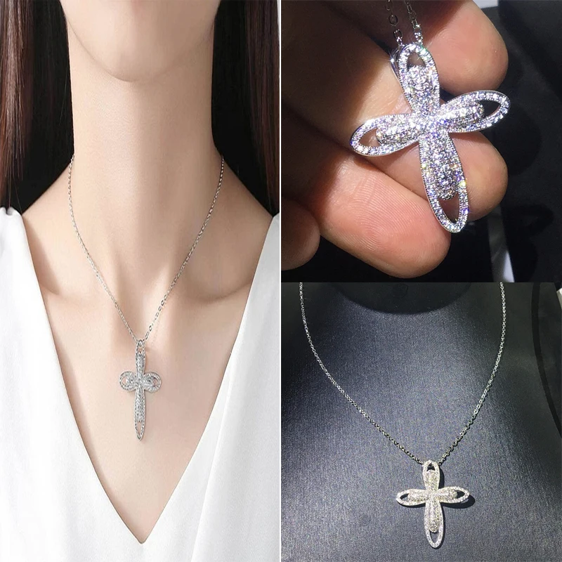 New Bling Cross Pendant Necklace with CZ Stone Luxury Women's Wedding Accessories Daily Wear Party Fashion Versatile Jewelry 
New Bling Cross Pendant Necklace with CZ Stone Luxury Women's Wedding Accessories Daily Wear Party Fashion Versatile Jewelry