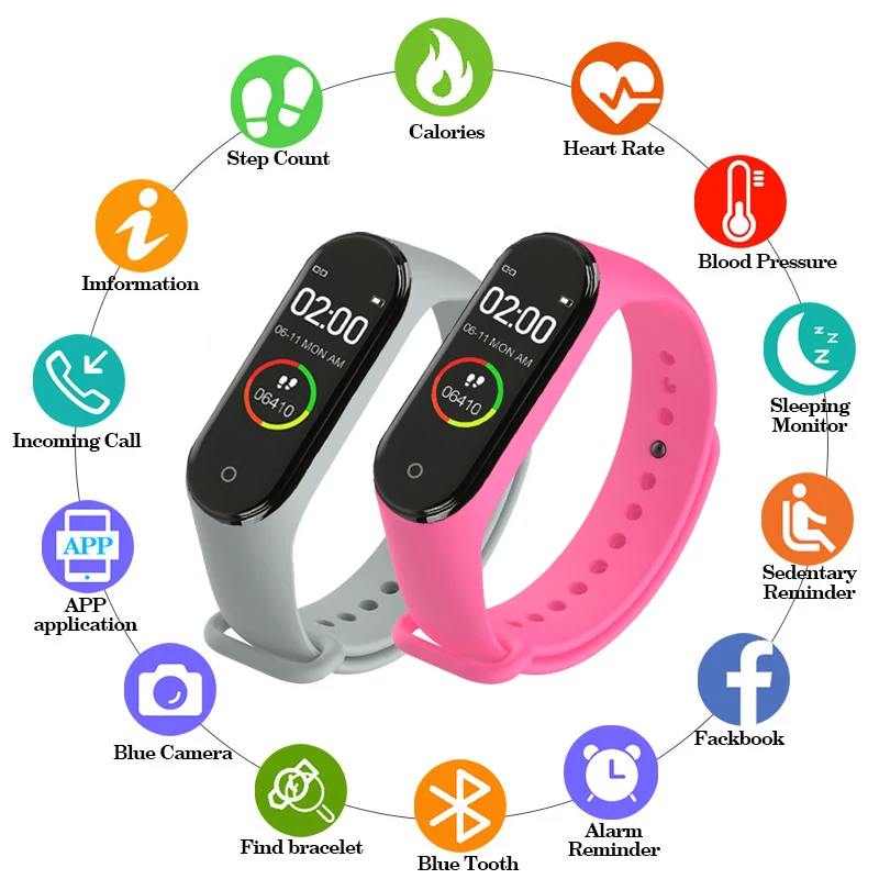 Smart Watch Color Screen M4 Watch Heart Rate Monitor Monitoring Health Tracker Sports Bracelet Digital Watch For Men Women
Smart Watch Color Screen M4 Watch Heart Rate Monitor Monitoring Health Tracker Sports Bracelet Digital Watch For Men Women