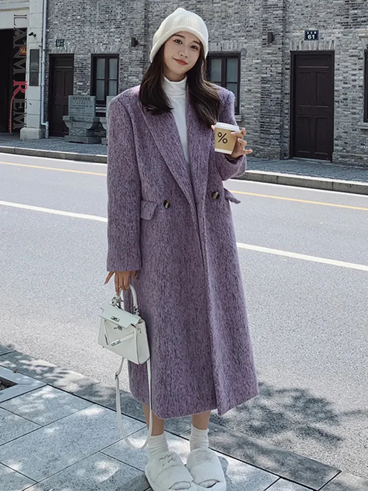 LANMREM Winter Wool Long Coat Women Purple Notched Collar Double Breasted Loose Female Clothing Korean Style 2023 New 2AA3344
LANMREM Winter Wool Long Coat Women Purple Notched Collar Double Breasted Loose Female Clothing Korean Style 2023 New 2AA3344