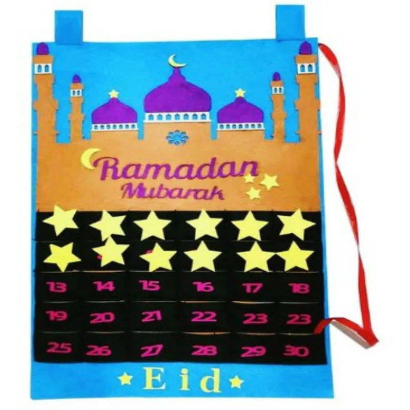 Eid Mubarak DIY Felt Ramadan Calendar with Pocket Kids Gift Countdown Calendar Muslim Islam Kareem Festival Party Decor Supplies
Eid Mubarak DIY Felt Ramadan Calendar with Pocket Kids Gift Countdown Calendar Muslim Islam Kareem Festival Party Decor Supplies