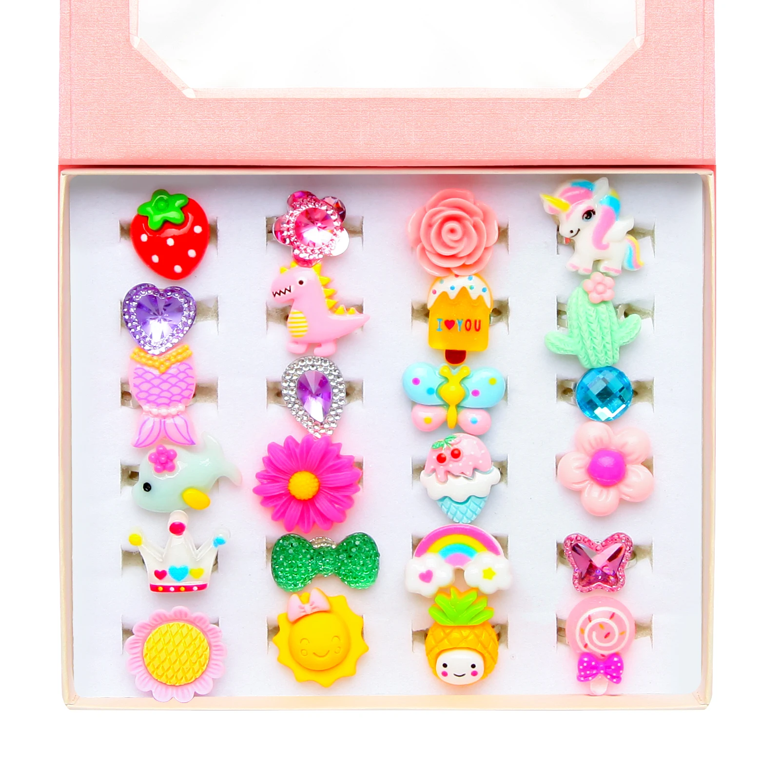 24pcCute Cartoon Kids Rings Lovely Adjustable Party Jewelry Gifts Party Favors Toys Rainbow Unicorn Animal Adjustable Ring Child
24pcCute Cartoon Kids Rings Lovely Adjustable Party Jewelry Gifts Party Favors Toys Rainbow Unicorn Animal Adjustable Ring Child