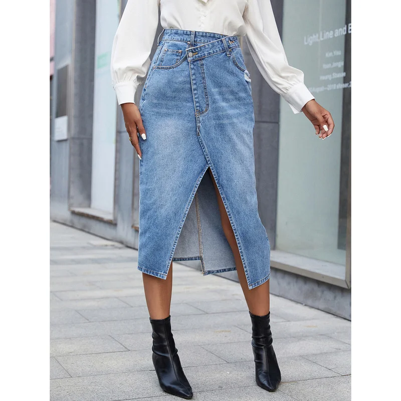 Sexy High Waist Was Thin with Slits and Buttocks Knee Length Denim Skirt Women Streetwear Casual Straight Jeans Skirt 2022 New
Sexy High Waist Was Thin with Slits and Buttocks Knee Length Denim Skirt Women Streetwear Casual Straight Jeans Skirt 2022 New