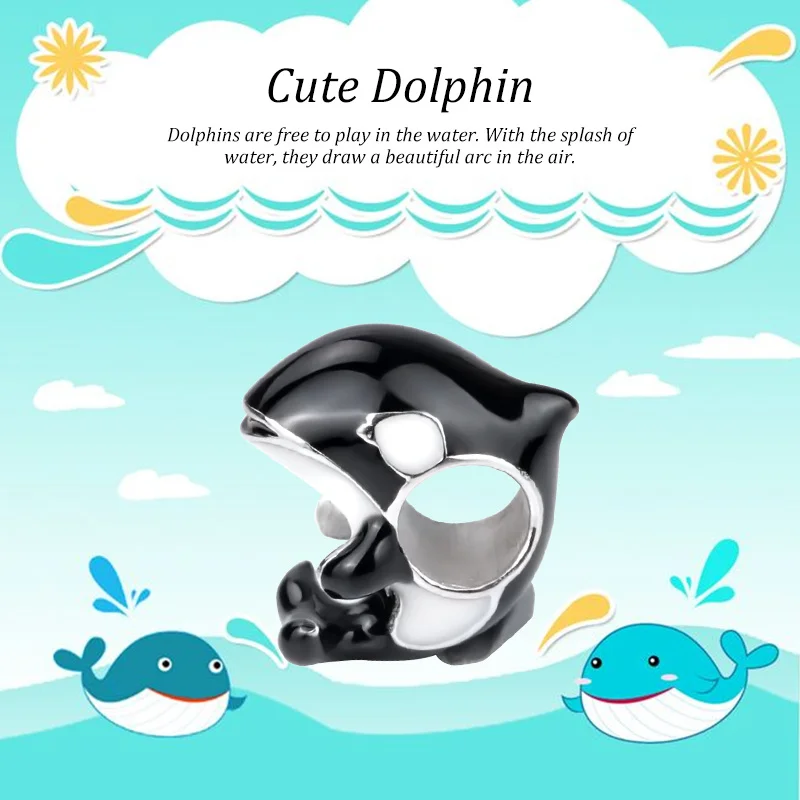 Xiaojing 925 Sterling Silver Fashion Cute Black Enamel Dolphins Bead Charm for Women Fit Original European Bracelet Jewelry Gift
Xiaojing 925 Sterling Silver Fashion Cute Black Enamel Dolphins Bead Charm for Women Fit Original European Bracelet Jewelry Gift