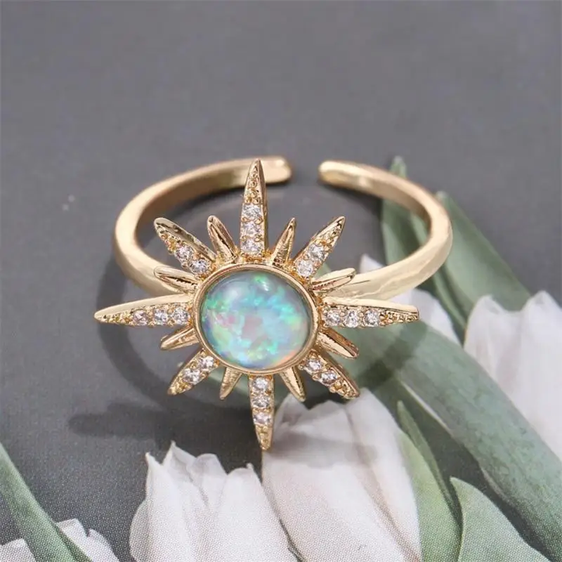 New Gold Plated Opal North Star/star Burst Ring with Cz Detailing Boho Jewelry Starburst Ring In Opal Engagement Rings for Women
New Gold Plated Opal North Star/star Burst Ring with Cz Detailing Boho Jewelry Starburst Ring In Opal Engagement Rings for Women