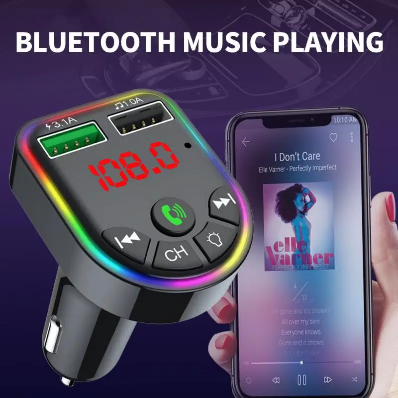 Car Charger Colorful Ambient Light Hands-free Bluetooth Receiver Voltage Detection F5 Car Mp3 Player Car Accessories
Car Charger Colorful Ambient Light Hands-free Bluetooth Receiver Voltage Detection F5 Car Mp3 Player Car Accessories