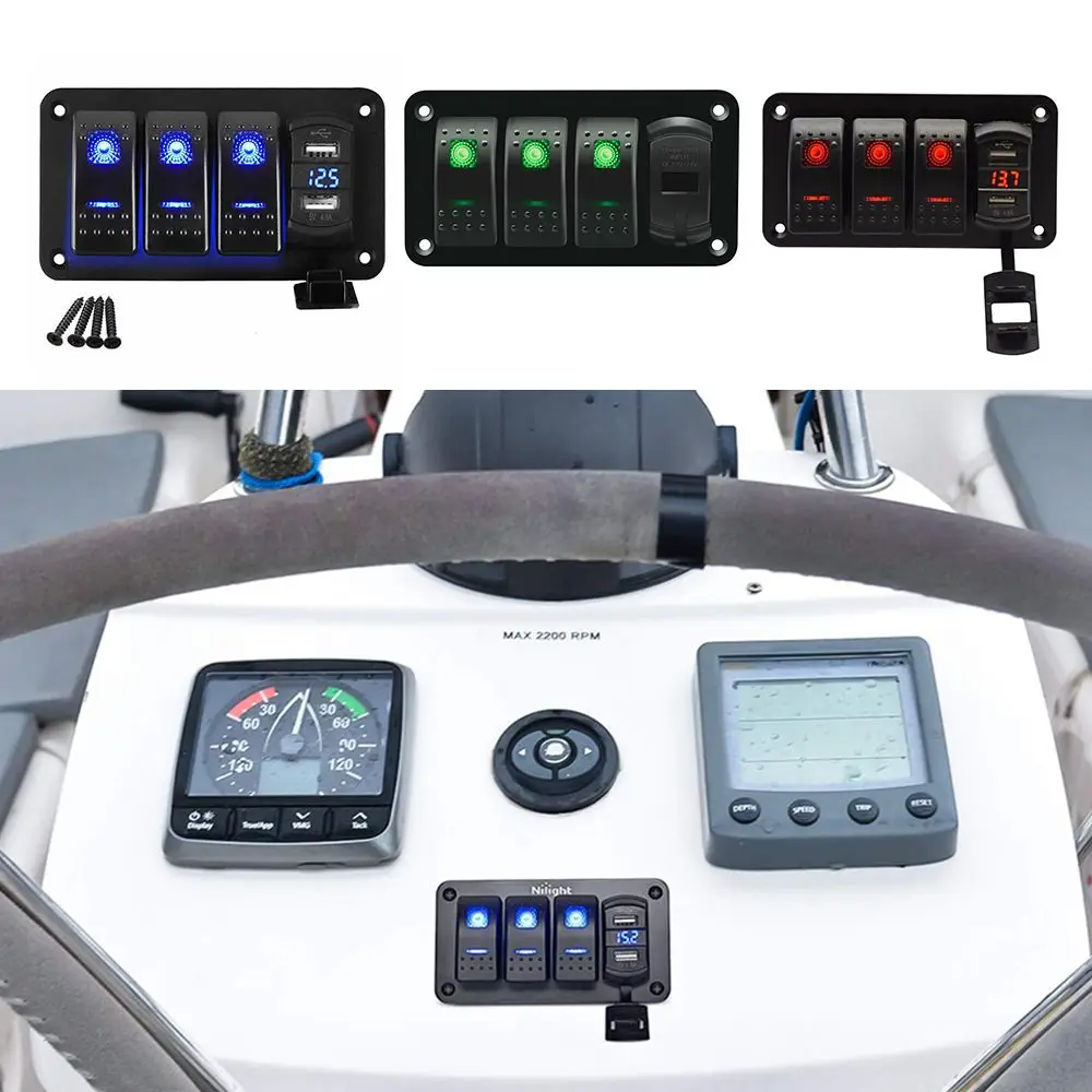 Двойной USB-порт для автомобильного автофургона автоматический выключатель водонепроницаемый светодиодный кулисный переключатель панель 4...
Двойной USB-порт для автомобильного автофургона автоматический выключатель водонепроницаемый светодиодный кулисный переключатель панель 4...